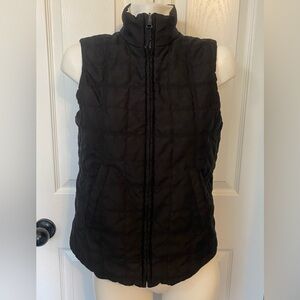 Jones NewYork Reversible Black/Cream Zip Quilted Lightweight Poly Vest Sz S